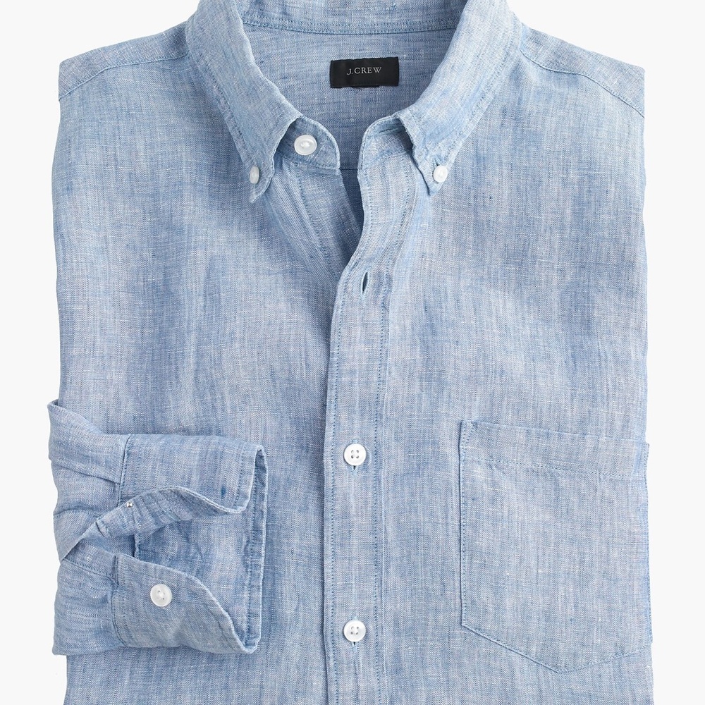 J. Crew Men's Blue Linen (slim untucked - Small)